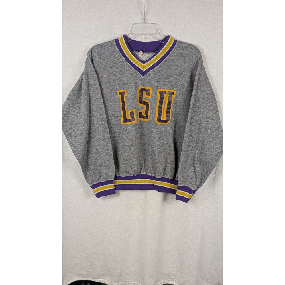 Russell Athletic Gray Sweatshirt with Purple and Gold Accents